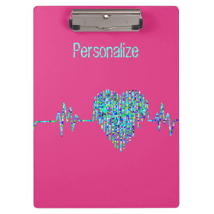 EKG heart medical ekg line pink blue cute Clipboard