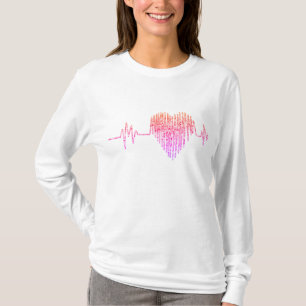 EKG heart medical ekg line pink purple  T-Shirt