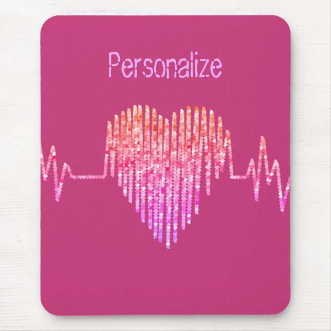 EKG heart medical pink peach purple cute Mouse Pad (Front)