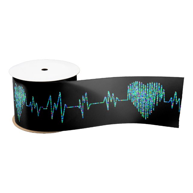 EKG heart ribbon Satin Ribbon (Spool)