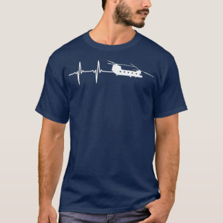 EKG Heartbeat CH47 Chinook Military Helicopter T-Shirt