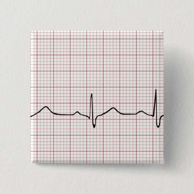 EKG heartbeat on graph paper, PhD (doctor) pulse 15 Cm Square Badge (Front)