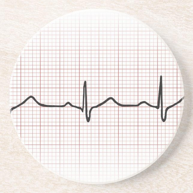 EKG heartbeat on graph paper, PhD (doctor) pulse Coaster (Front)