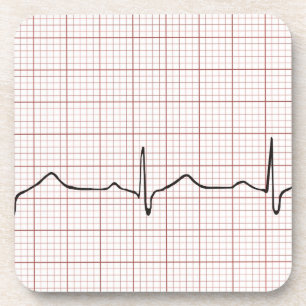 EKG heartbeat on graph paper, PhD (doctor) pulse Coaster