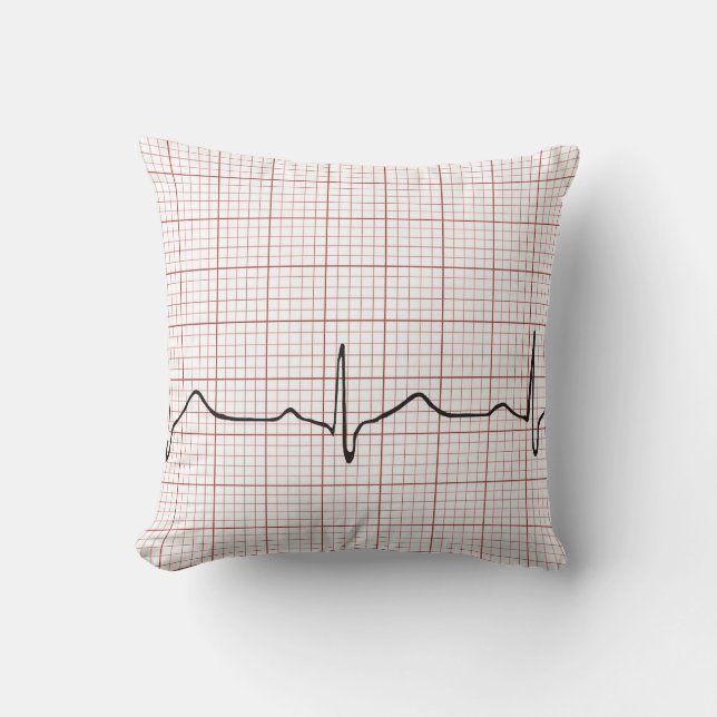 EKG heartbeat on graph paper, PhD (doctor) pulse Cushion (Front)