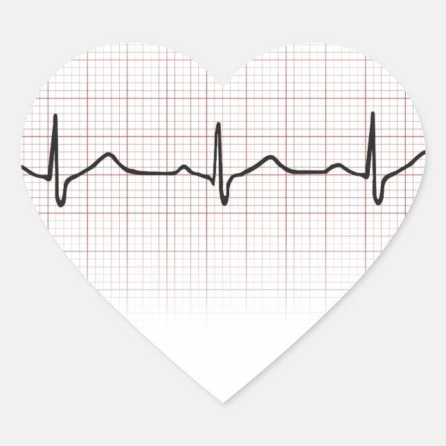 EKG heartbeat on graph paper, PhD (doctor) pulse Heart Sticker (Front)