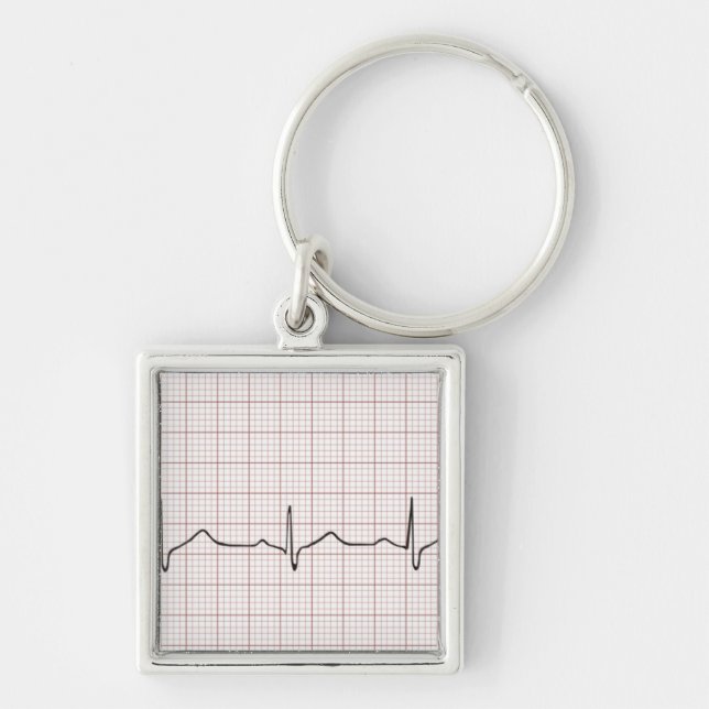 EKG heartbeat on graph paper, PhD (doctor) pulse Key Ring (Front)