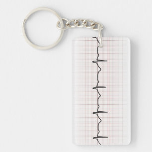 EKG heartbeat on graph paper, PhD (doctor) pulse Key Ring