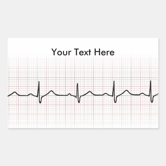 EKG heartbeat on graph paper, PhD (doctor) pulse Rectangular Sticker (Front)