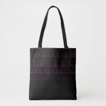 EKG Heartbeat Tote Bag