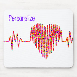 EKG line heart medical red white Mouse Pad
