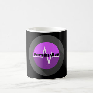 EKG line medical Dr nurse purple black Coffee Mug