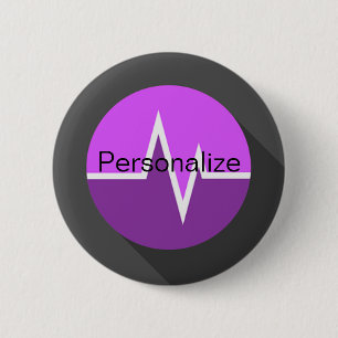 EKG line medical purple black 6 Cm Round Badge