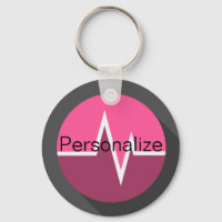 EKG line nurse dr medical pink keychain