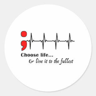 Ekg Semicolon Suicide Awareness Prevention Classic Round Sticker