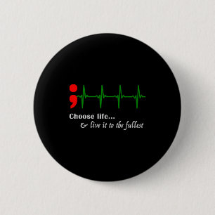 Ekg Suicide Awareness Prevention 6 Cm Round Badge