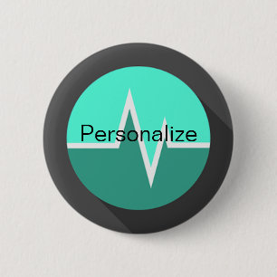 EKG turquoise green nurse Dr medical 6 Cm Round Badge