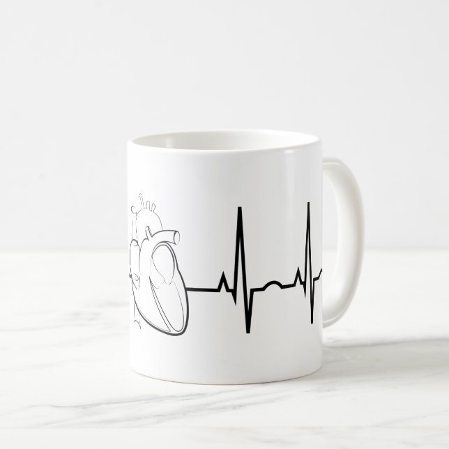 EKG with Realistic Heart Coffee Mug (Front Right)