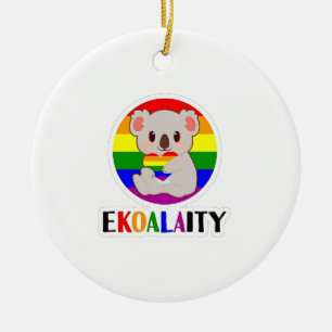 Ekoalaty Equality Gay Koala Bear Funny LGBT Rainbo Ceramic Ornament