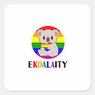 Ekoalaty Equality Gay Koala Bear Funny LGBT Rainbo Square Sticker