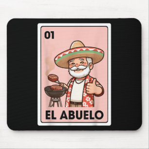 El Abuelo Grilling Grandpa Mexican Bingo Card Mouse Pad