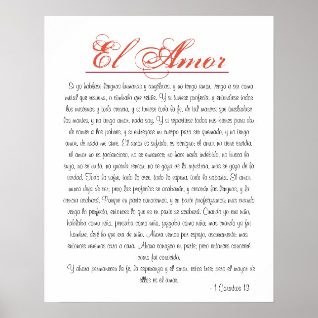 El amor 1 Corintios 13 Poster (Front)