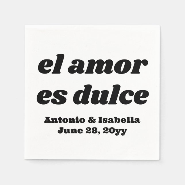 El amor es dulce wedding reception serviette paper napkin (Front)