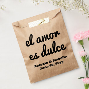 El amor es dulce wedding reception treat for guest favour bag