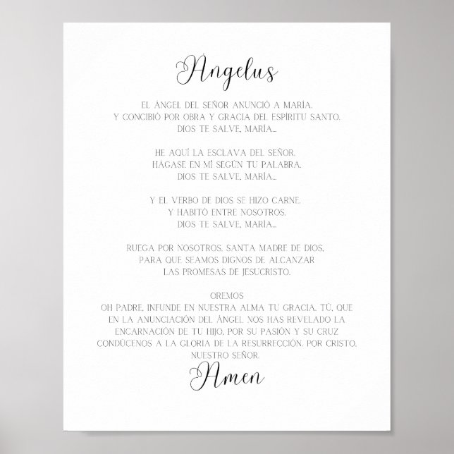 El Angelus Spanish Prayer Poster (Front)