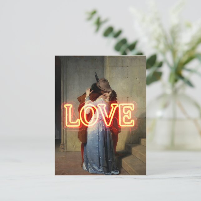 El Bacio Remix – Neon “LOVE” Wall Art & Merch Postcard (Standing Front)
