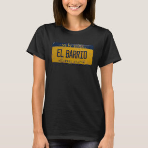 El Barrio New York Distressed License Plate T-Shirt