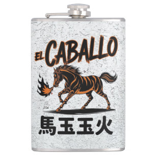 El Caballo Horse Art Shirt Spanish Horse Hip Flask