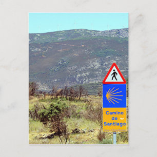 El Camino de Santiago de Compostela sign, Spain Postcard