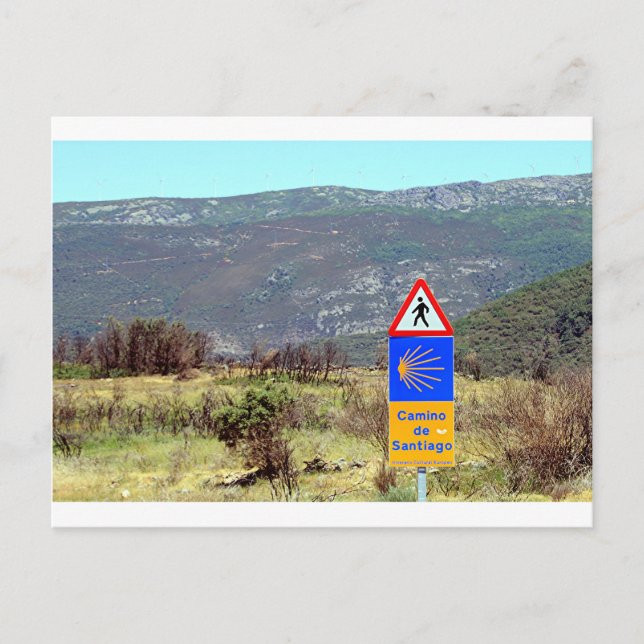 El Camino de Santiago de Compostela sign, Spain Postcard (Front)