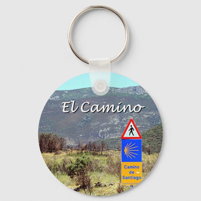 El Camino de Santiago sign (caption) Key Ring (Front)