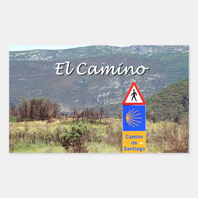 El Camino de Santiago sign (caption) Rectangular Sticker (Front)