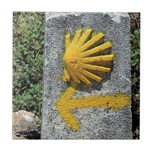 El Camino shell and arrow sign, Spain Ceramic Tile
