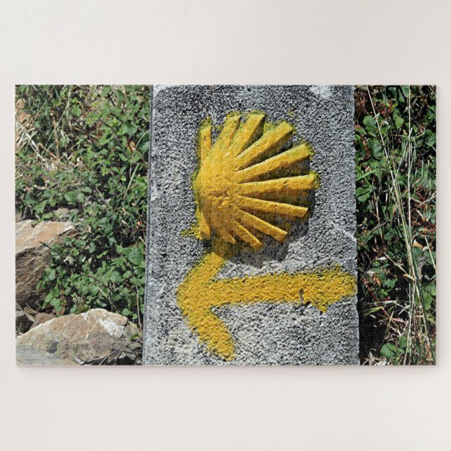 El Camino shell and arrow sign, Spain Jigsaw Puzzle (Horizontal)