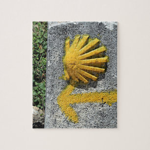 El Camino shell and arrow sign, Spain Jigsaw Puzzle