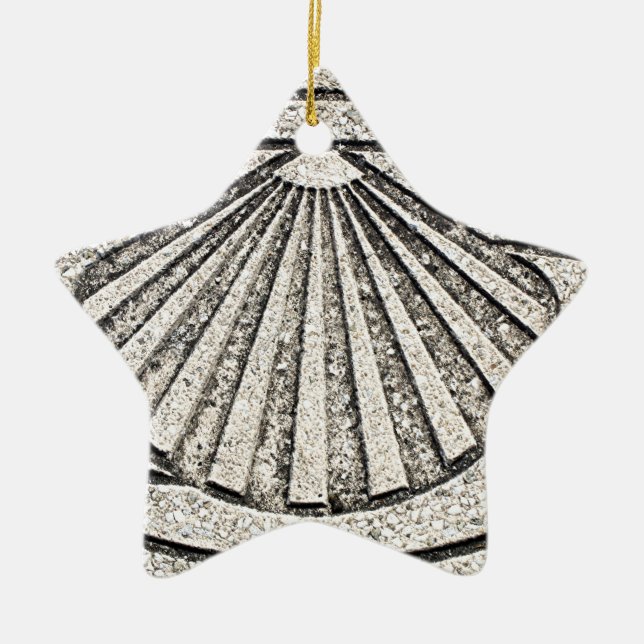 El Camino shell, pavement, Spain Ceramic Ornament (Front)