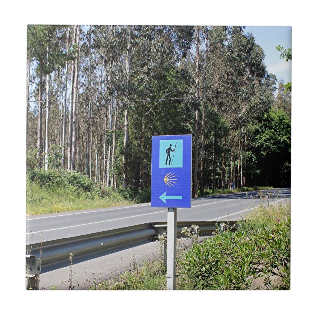 El Camino walker sign, Spain Tile (Front)