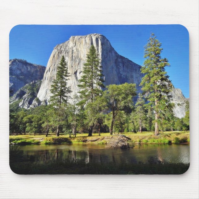El Capitan And Merced River In Yosemite Park Mouse Pad (Front)