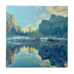 El Capitan and Three Brothers Reflection Ceramic Tile