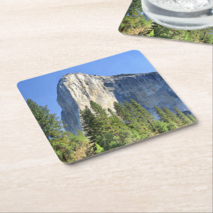 El capitan Over the Merced River - Yosemite Valley Square Paper Coaster
