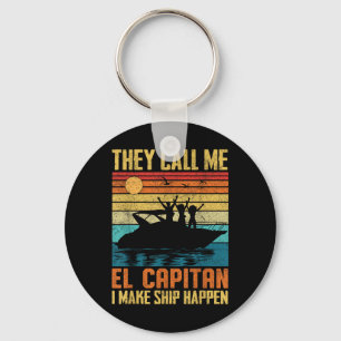 El Capitan Pontoon Captain I Make Ship Happen Boat Key Ring