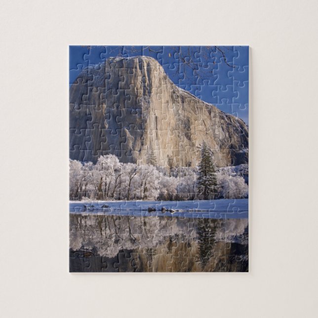 El Capitan reflects into the Merced River in 2 Jigsaw Puzzle (Vertical)