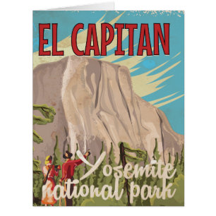 El Capitan Yosemite national park vintage poster.