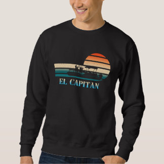 El Captain Pontoon Boat  Boating Lake Retro Sunset Sweatshirt