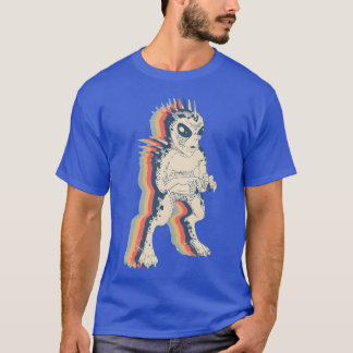 El Chupacabra Cryptid Cryptozoology Retro Line Art T-Shirt