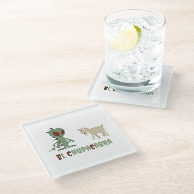 El Chupacabra  Glass Coaster (Angled)